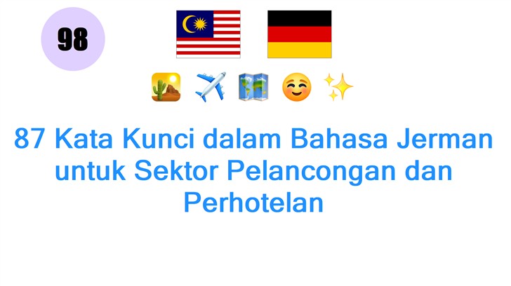 87 Kata Kunci dalam Bahasa Jerman untuk Sektor Pelancongan dan Perhotelan